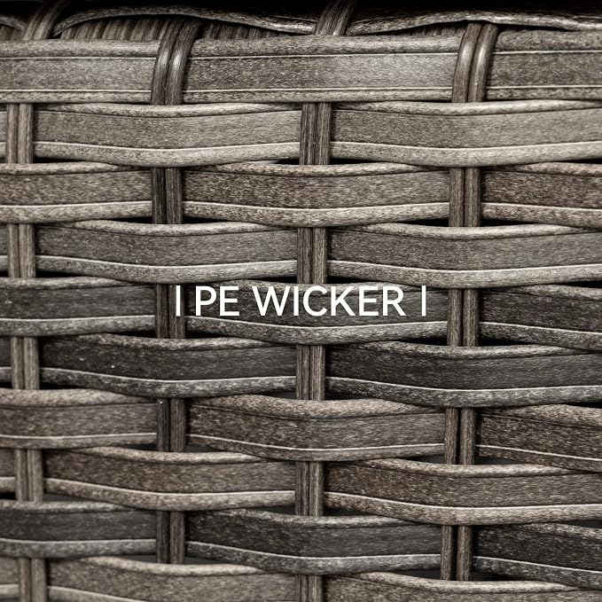 Outdoor Ottomans for Patio Set of 2 PE Wicker Steel Frame Outdoor Footstool - Image 5