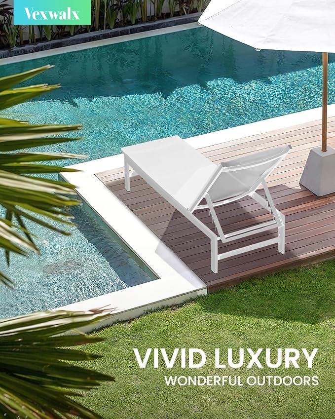 Outdoor Lounge Chair for Pool, Aluminum Chaise Lounge Chairs - Image 2