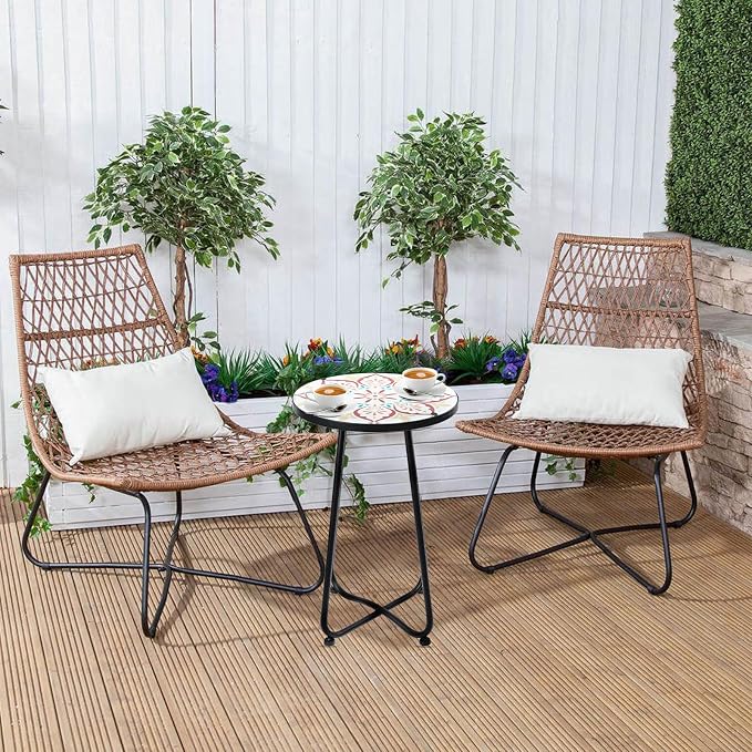 VCUTEKA Patio Side Table Outdoor Accent Table Bistro Coffee Table Plant End - Image 6