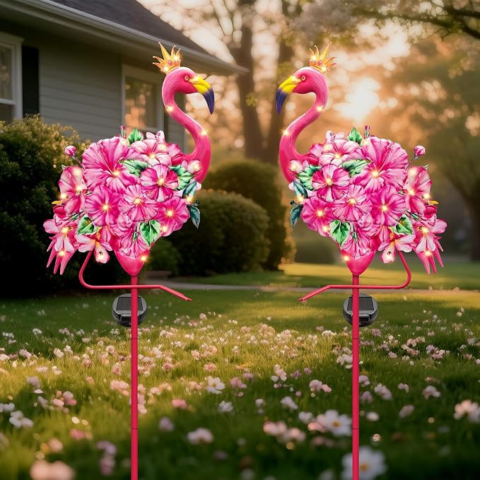 Hexagram Flamingo Yard Decor, Flamingo Solar Lights Outdoor by Hexagram