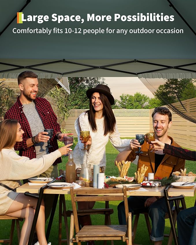 Canopy Tent 12x12 ft, Pop Up Gazebo One-Push Setup - Image 5
