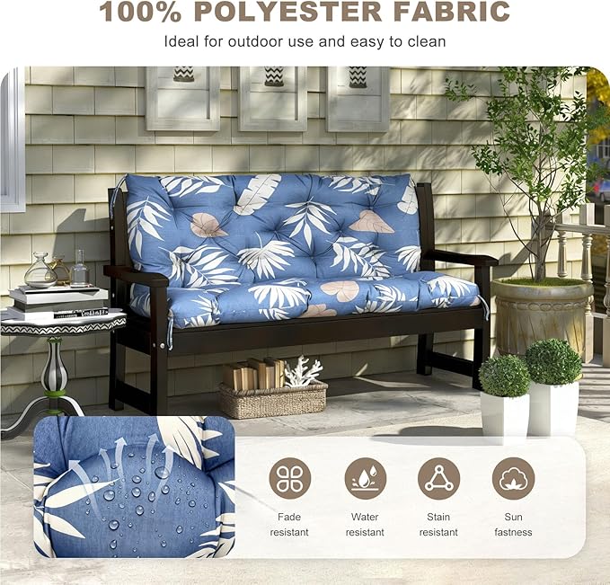 Porch Swing Cushion with Backrest, Waterproof Bench Cushion - Image 2