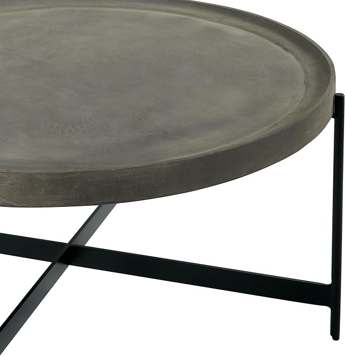 Alaterre Furniture Brookline 42-Inch Round Concrete-Coated Wood Coffee Table - Image 9