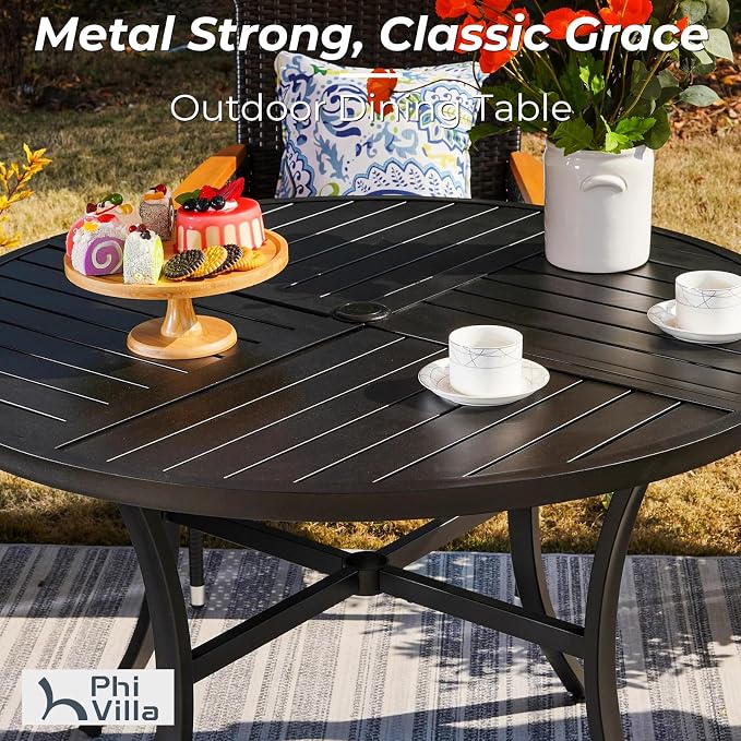 PHI VILLA 5 Pieces Outdoor Round Dining Set - Image 6