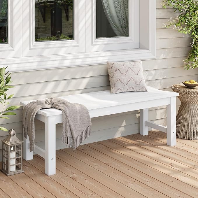 Stoog Outdoor Bench, 2-Person Patio Backless Bench, All-Weather HIPS Garden - Image 2