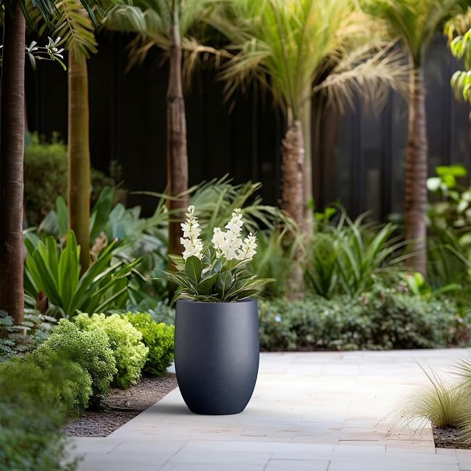 Kante 16.5 Inch Tall Concrete Planter, Large Indoor Outdoor Plant Pot - Image 6