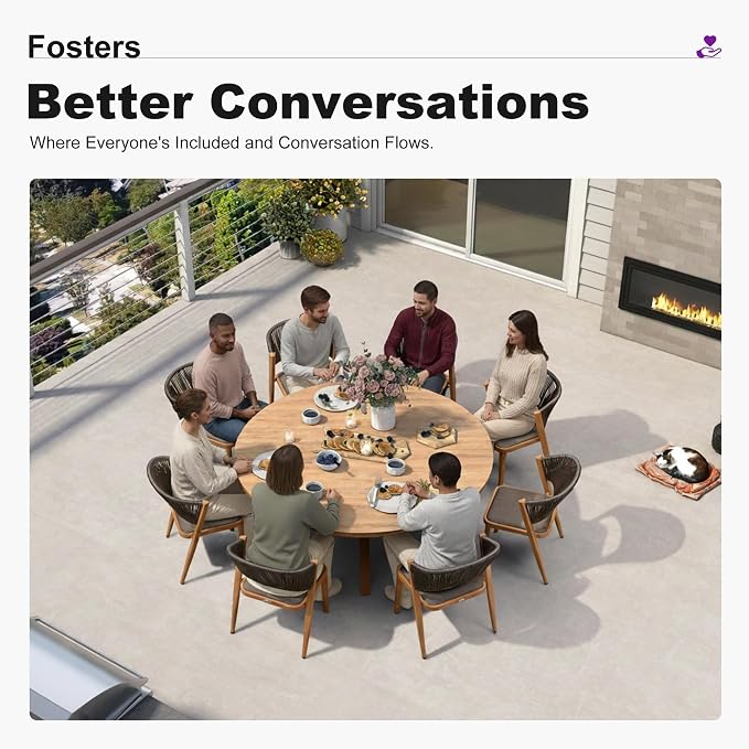 PURPLE LEAF 9 Pieces Round Outdoor Dining Set Large Outdoor Dining Table and - Image 4