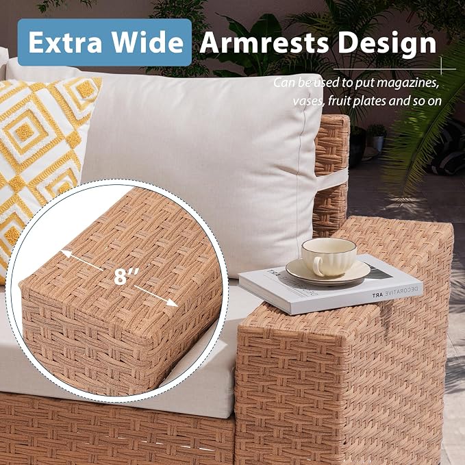 JOIVI 6-Piece Outdoor Sectional Patio Furniture Set, All-Weather Wicker - Image 2