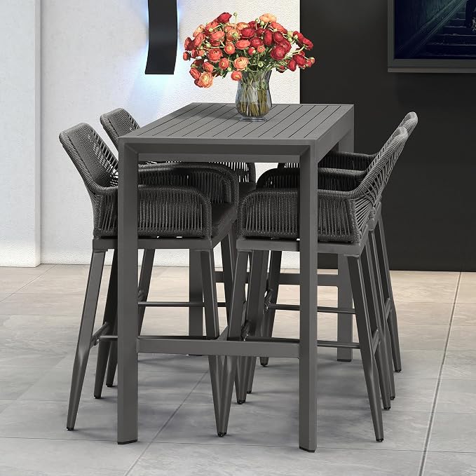 PURPLE LEAF Outdoor 29" Bar Stools Set of 2, Boho Patio Bar Height Chair - Image 8