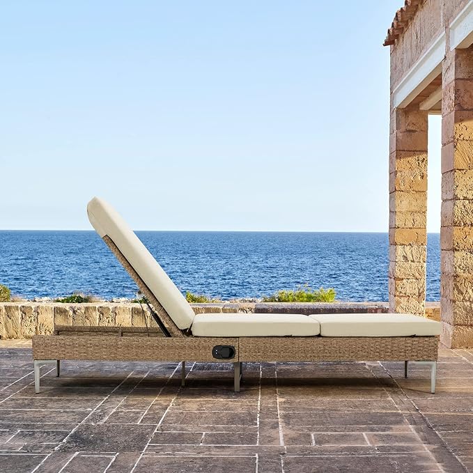 HOMREST Outdoor Chaise Lounge Chair Set of 6, Patio Wicker Lounge Chair - Image 8