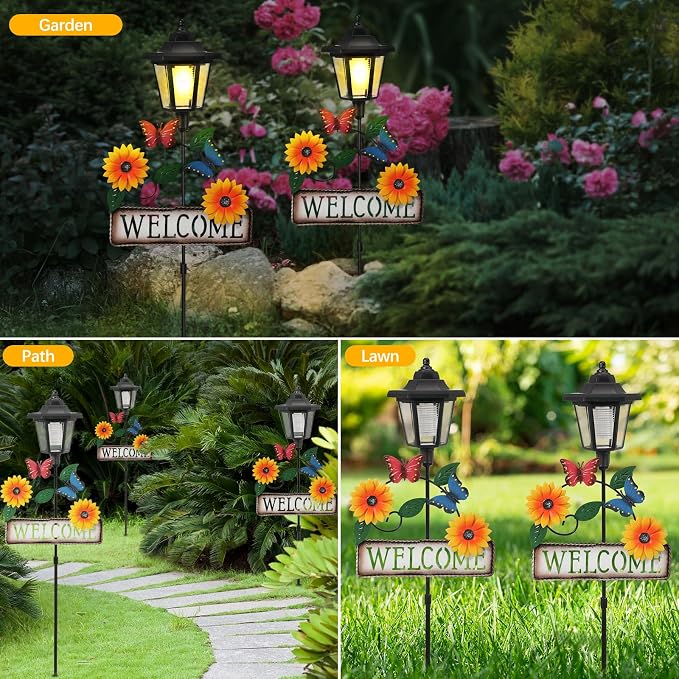 Lewondr Solar Garden Lights Butterfly, 37.4 Inch Solar Lamp Post Light - Image 7