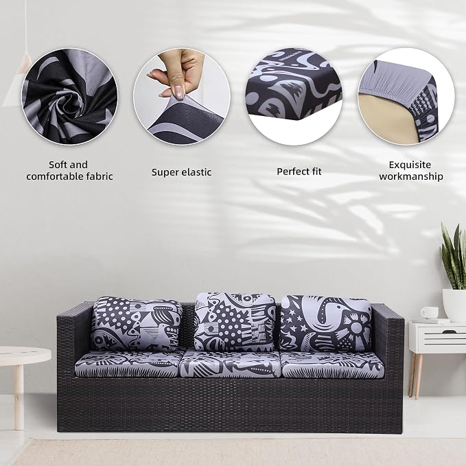 8Pcs Stretch Patio Cushion Covers, Outdoor Couch Covers Replacement, Outdoor - Image 3
