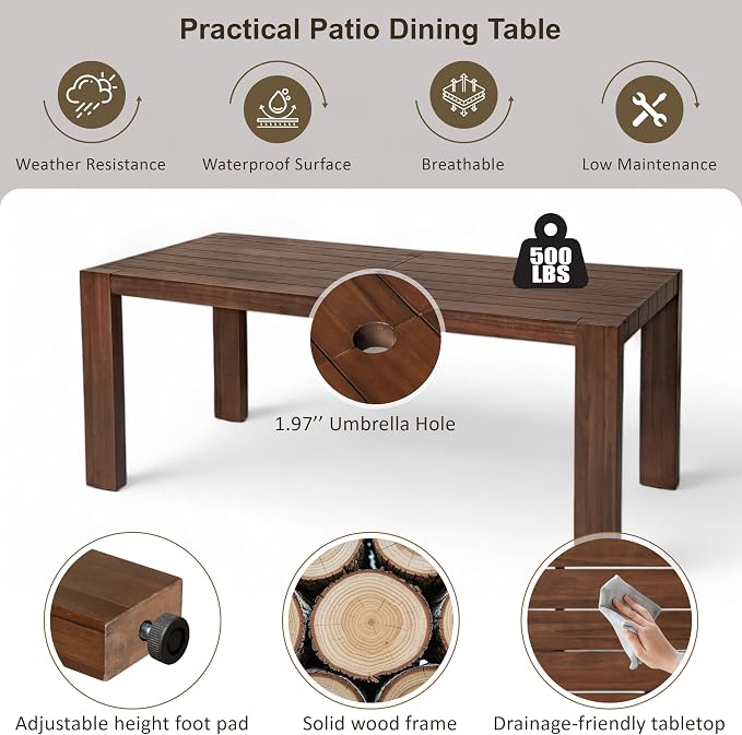 Merax 7-Piece Patio Dining Table Set, Outdoor Furniture Set - Image 5