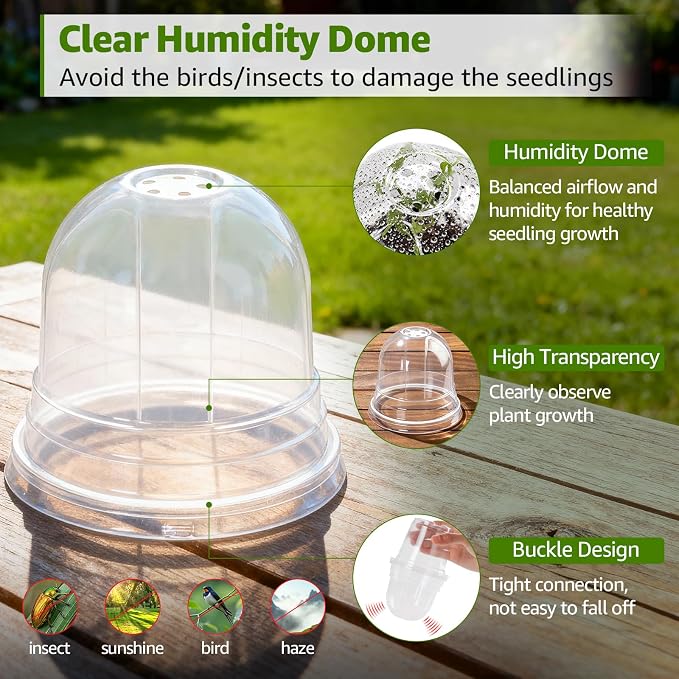 MIXC Clear Nursery Pots with Humidity Domes, 5/4/3.5 Inch Reinforced - Image 4