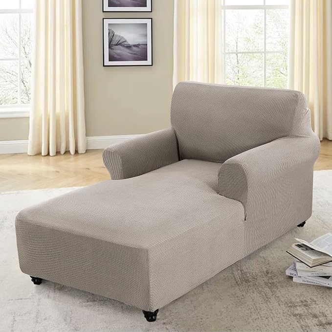 FantasDecor Chaise Lounge Cover Stretch Chair Lattice Slipcover - Image 3