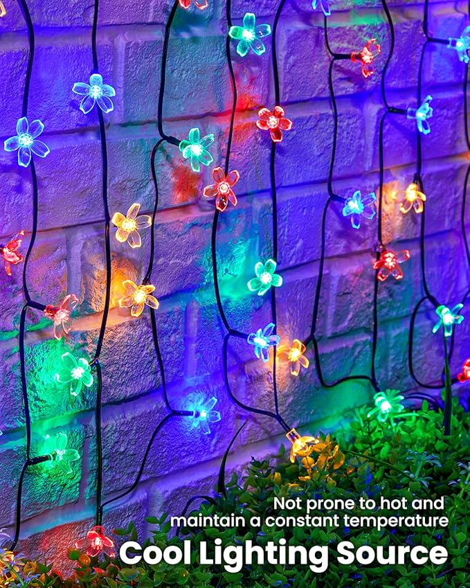 Brightown 2 Pack Total 52FT 120 LED Flower Solar String Lights Outdoor - Image 6