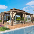 EROMMY 12' x 20' Gazebo Hardtop Double Roof Galvanized Steel Canopy by EROMMY