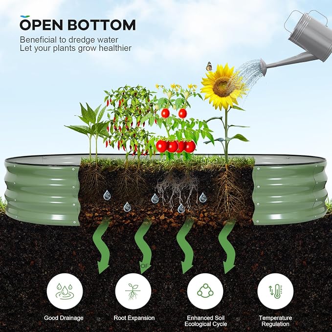Galvanized Raised Garden Bed Outdoor, Rust-Resistant Garden Planter Box - Image 6