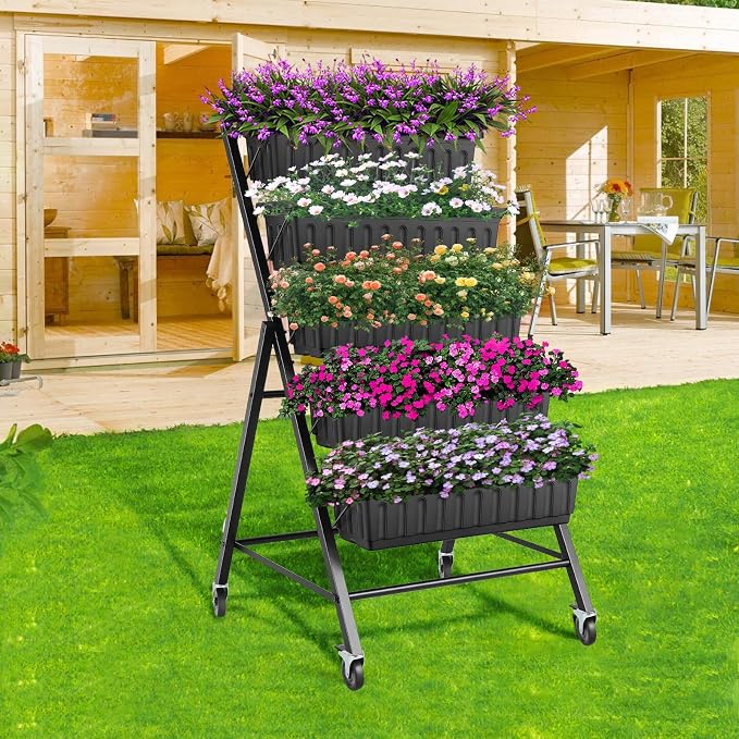 Suyncll Vertical Raised Garden Bed Planter Box, 5 Tiers Vertical Garden Planter - Image 8
