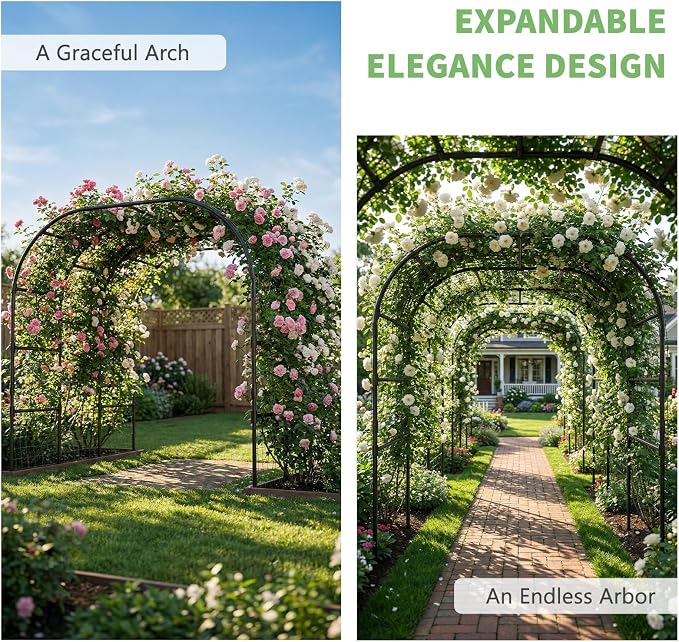 DoCred Garden Arch Trellis, 88in H x 88in L Large Garden Arch Arbor Trellis - Image 4