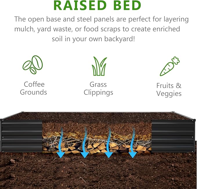 2PCS 8x4x1ft Galvanized Raised Garden Bed Kit, Metal Planter Box - Image 3