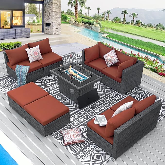 BULEXYARD 9 Pcs Highback Patio Furniture Set by BULEXYARDFURNITURE