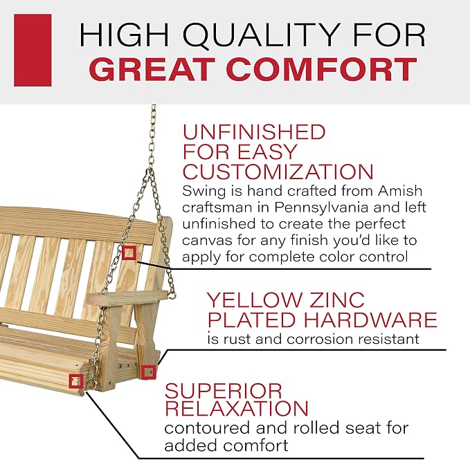 Amish Casual Heavy Duty 800 Lb Mission Treated Porch Swing - Image 3