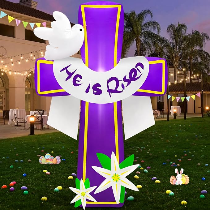 MICOCAH 4.5FT Easter Inflatables Outdoor Decorations He is Risen Inflatable by MICOCAH