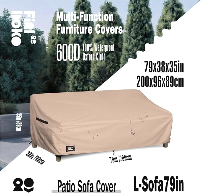 3-Seater Outdoor Couch Cover, 100% Waterproof Heavy Duty Patio Furniture Covers - Image 2