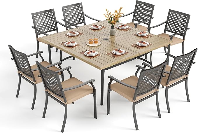 PHI VILLA 9 Pieces Outdoor Dining Set by PHIVILLAThepioneerofcomfortablehouseholdsupplies