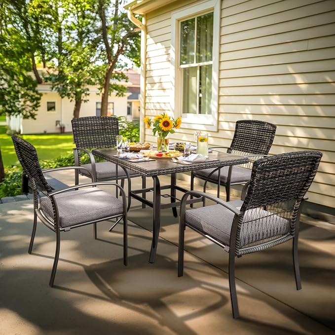 Pamapic 5-Piece Outdoor Furniture Set, Rattan Patio Dining Set - Image 3