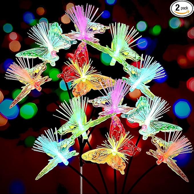 JJGoo 2 Pack Solar Garden Lights, Solar Butterfly Swaying Light by JJGoo