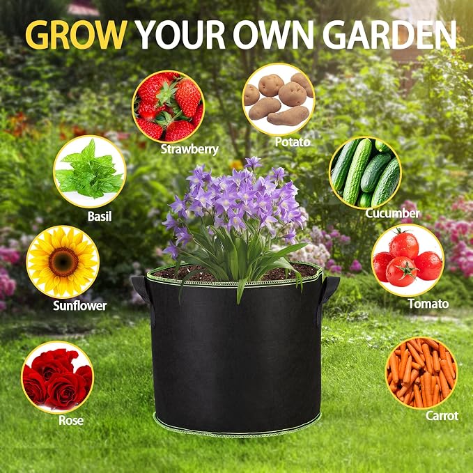 1-Pack 100 Gallon Plant Grow Bags, Thickened Nonwoven Fabric Pots - Image 7