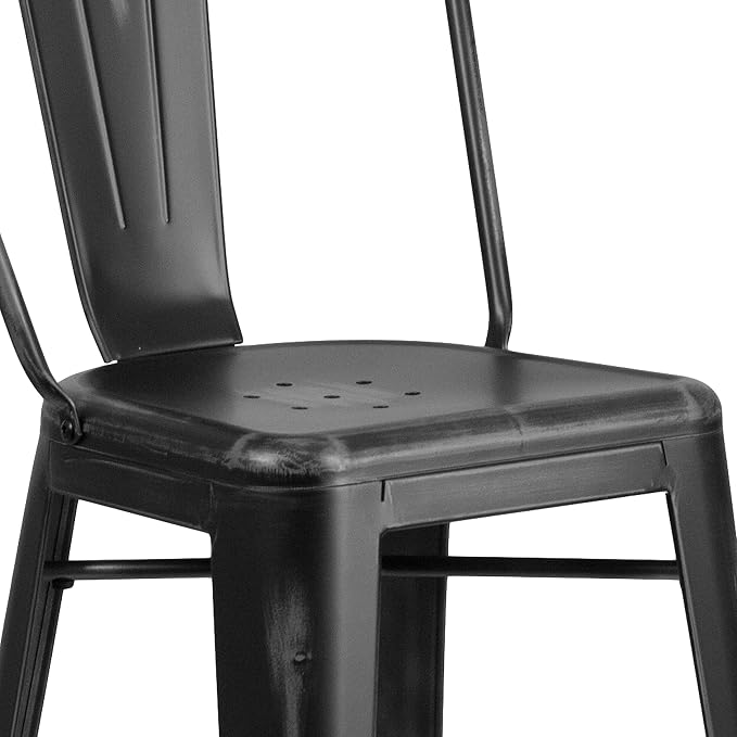 EMMA + OLIVER Commercial Grade 30" H Distressed Black Metal Indoor-Outdoor - Image 9