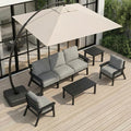 HDPE Patio Furniture Set with Cantilever Umbrella, Outdoor Couch with Washable by YourPerfectOutdoorEscape