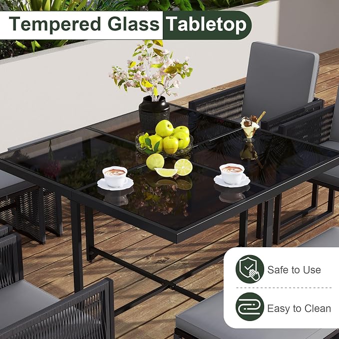 Tangkula 9 Pieces Patio Dining Set, Outdoor Space-Saving Furniture Set - Image 7