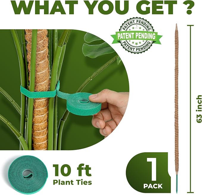 63 Inch Bendable Moss Pole Monstera Plant Support - Image 2