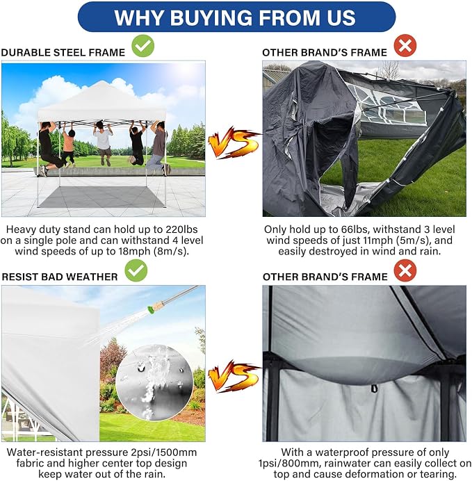 COBIZI 10x10 Heavy Duty Pop Up Canopy Tent - Image 4