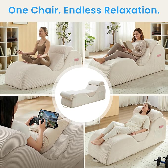 ijuicy 25" Wide Corduroy Yoga Chair, Yoga Lounge Chair - Image 7