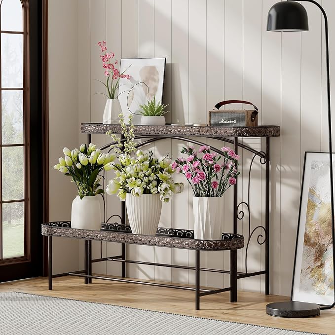 Plant Stand Outdoor Indoor 2 Tier Metal Pland Stand, Detachable Heavy Duty Tall - Image 5