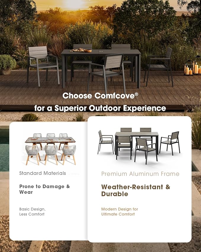 Outdoor Patio Dining Chairs Set of 2, Aluminum & HDPS All-Weather Dining Chiars - Image 5