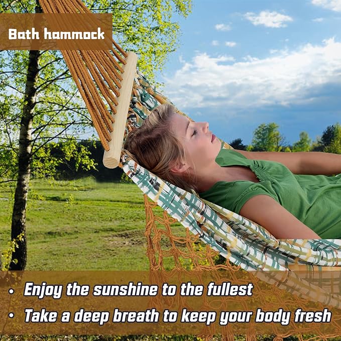 Hammocks Double Rope Hammock, Portable HandwovenTraditional Cotton Rope1 Person - Image 8