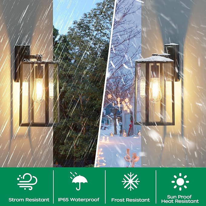 PARTPHONER Outdoor Light Fixtures Wall Mount, Porch Light, Waterproof Exterior - Image 2