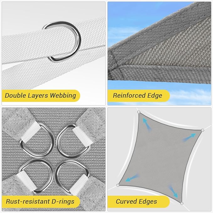 HappyTrends Sun Shade Sail, Tear and Rust Resistant Patio sail Shade - Image 4