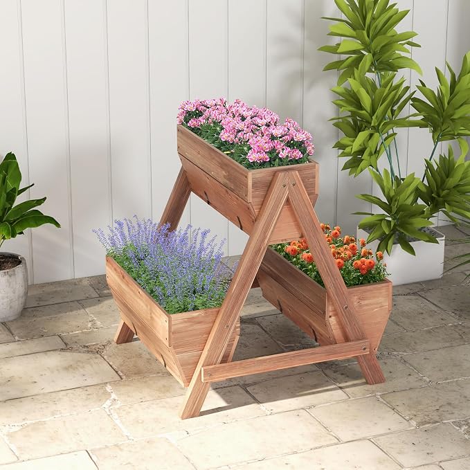 Giantex Vertical Raised Garden Bed, 3 Wood Planter Boxes - Image 2