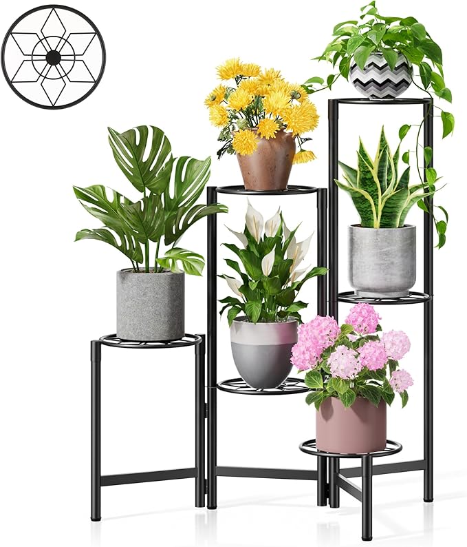6 Tier Metal Plant Stands Outdoor Indoor, Heavy Duty Flower Pot Holder Potted by Unknown