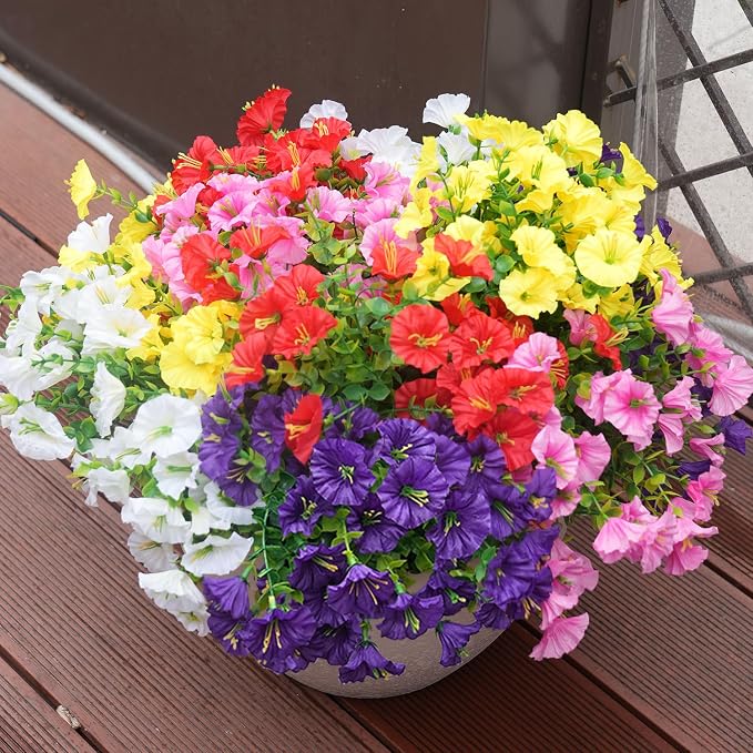 Artificial Flowers for Outdoors, UV Resistant Fake Silk Morning Glory, - Image 6