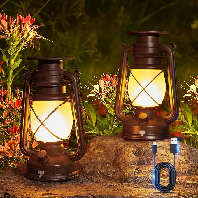 KOOPER Solar Lantern Outdoor Lights, Vintage Flickering Flame Solar Lanterns - Image 4