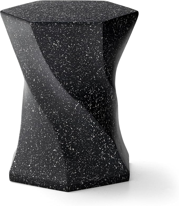 Glitzhome Outdoor Side Table, 17.75" H Decorative Garden Stool MGO Twist Faux by Glitzhome