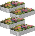 4 Pack Corrugated Galvanized Steel Raised Garden Bed Outdoor, Metal Above by CATMANOR